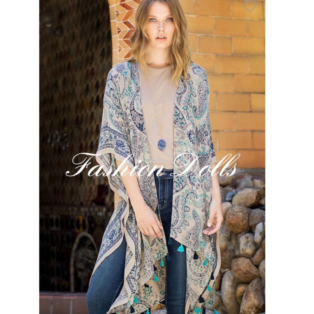 XL🌵Traveling Turquoise Geo Design Kimono New